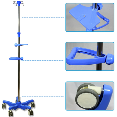 Stojący na podłodze stojak infuzyjny ze stali nierdzewnej